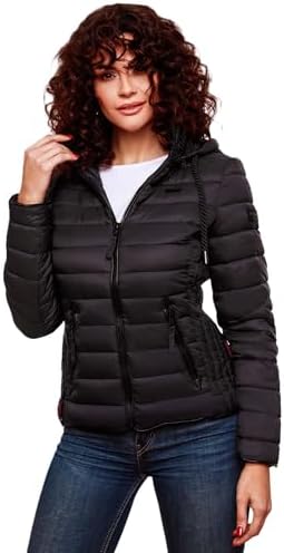 Navahoo Nimm Mich Met dames lichte overgangsjas, gewatteerde jas met capuchon, XS-XXL, Dark Choco., XS
