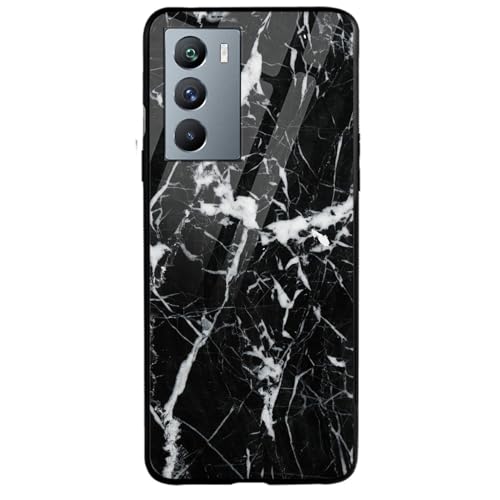 Image of COLORflow Back Cover Compatible with iQOO 9 SE 5G | Black Marble White | Shockproof TPU Bumper Cover with Camera Protection Back Cover Compatible with iQOO 9 SE 5G