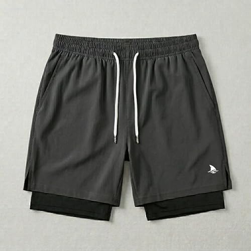 Image of BOLDSHARK Men's 2-in-1 Dual Layer Sports Shorts with Compression Inner Liner, Secure Phone Pocket, Quick-Dry Fabric for Gym, Running, Sports, Training & Workout