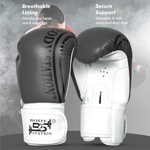 Image of Boxing Gloves - Faux Leather Training Gloves with Hook and Loop Velcro Closure for Long-Lasting Strength and Durability