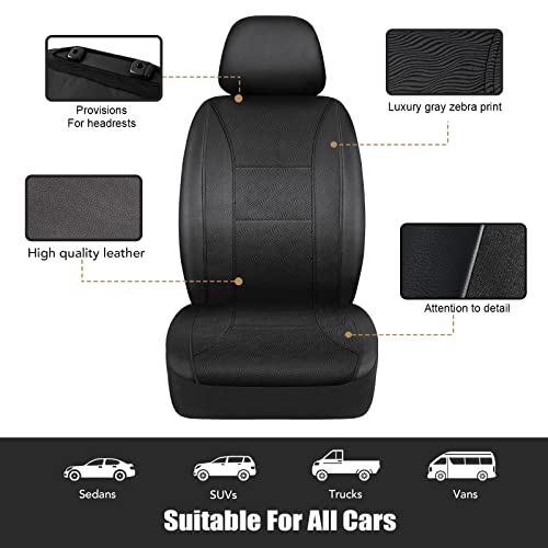 Road Comforts Car Seat Covers Low Back Synthetic Leather Zebra Pattern Auto Car Seat Cover, Airbag Compatible, Universal Fits for Most Cars, Truck, SUV, Vans