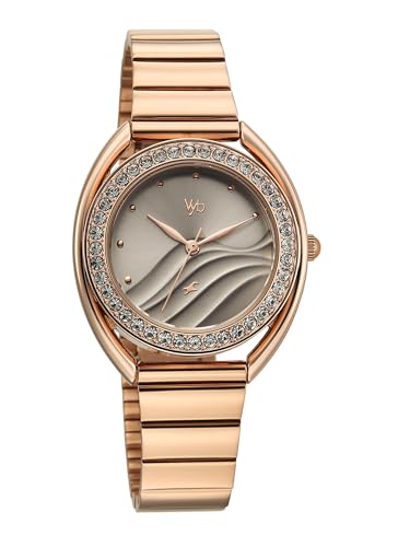 Image of Fastrack Vyb Eclipse with Quartz Analog Light Grey Dial Rose Gold Stainless Steel Strap Watch for Girls - FV60123WM01W