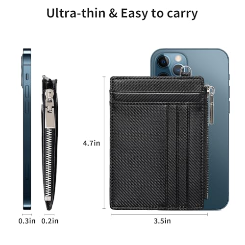 FALAN MULE Slim Wallet Men RFID blocking Genuine Leather Stylish Zipper Minimalist Front Pocket Wallets for Men2