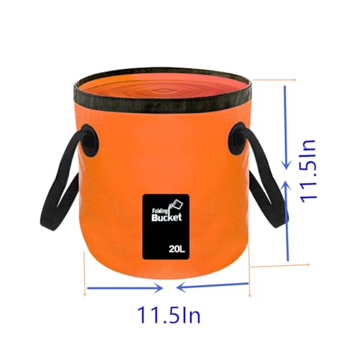 MIZORLIE Collapsible Buckets, Camping Water Storage Container 5 Gallon(20L) Portable Folding Bucket Wash Basin for Travelling Camping Hiking Fishing Boating Gardening (Orange/1Pack) - Thumbnail 2