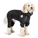 Mikki Doodles Dog Raincoat, Waterproof, Windproof, Silky Lining, Less Friction Means Less Knots & Tangles, Size Small, Black