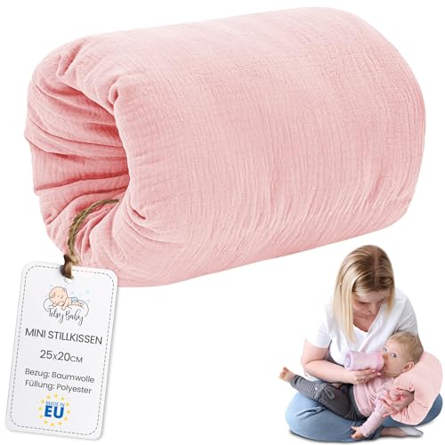 Totsy Baby Cojin Muselina Lactancia Bebe 20 cm - Cojín de Manga o Brazalete para alimentación del bebé Pequeño Almohada por niñas y niños Cojines Embarazada Oeko-Tex Rosa empolvado