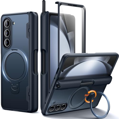 Coque Samsung Galaxy Z Fold5 noire avec bague MagSafe rotative 360