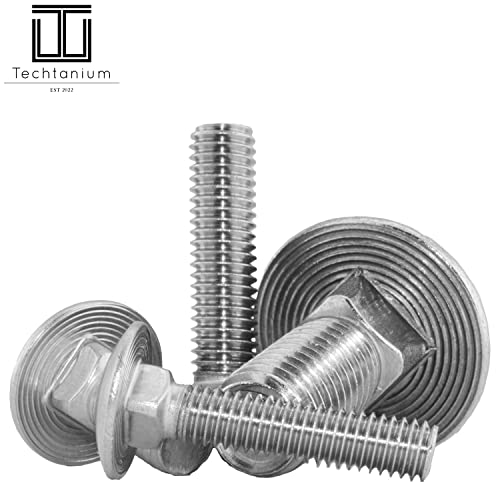 Techtanium® Schlossschrauben M8 x 40/40 [mit Vierkantansatz] aus Edelstahl A2 (10 Stück) | Schloßschrauben | Flachrundschrauben | DIN 603