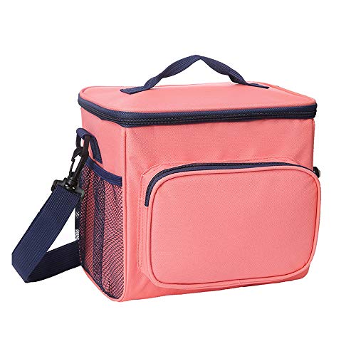 FJROnline Lonchera de aislamiento grande y duradera, bolsa de almuerzo escolar, impermeable, reutilizable, térmica, para viajes, picnic, oficina, bento para estudiantes, niños, con bolsillo (rosa) Cover