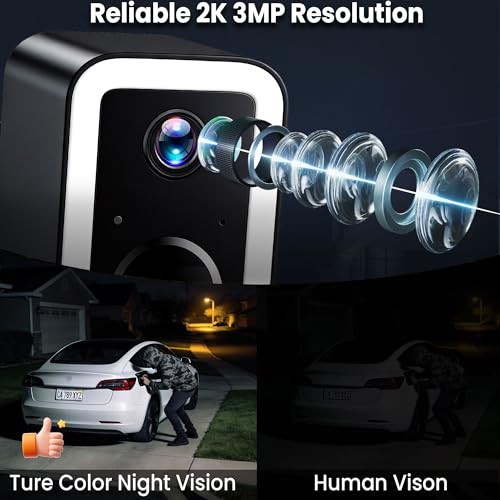 【2 Pack】Security Cameras Wireless Outdoor, Color Night Vision Even in the Dark, Crime Prevention with AI Motion Detection & Spotlight Siren Alarm, 2-Way Audio Battery Powered Camera for Home Security thumbnail 3