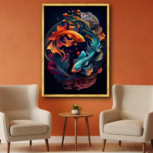 Tableau sur toile carpes koï pour dynamiser un mur blanc - 2