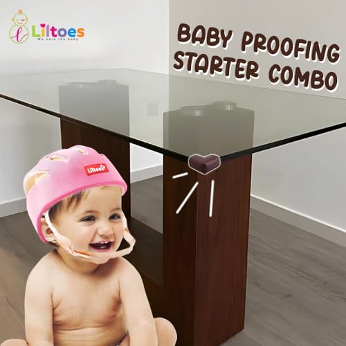 Image of Baby Safety Products Combo | LILTOES Baby Head Protector + Edge Guard for Safety of Kids 6M to 3 Years | Baby Safety Helmet with Corner Guard Protection (Pink+Corner)