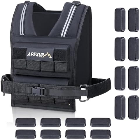 APEXUP Adjustable Weighted Vest Men 20lbs/30lbs/40lbs Weights with Reflective Stripe, Weight Vest Woman Workout Vest for Strength Training Running Walking (40 lbs) Cover