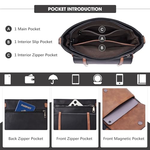 Roulens Crossbody Bags for Women,Multi Pocket Crossbody Purses Vegan Leather Shoulder Handbags Travel Purse Adjustable Strap