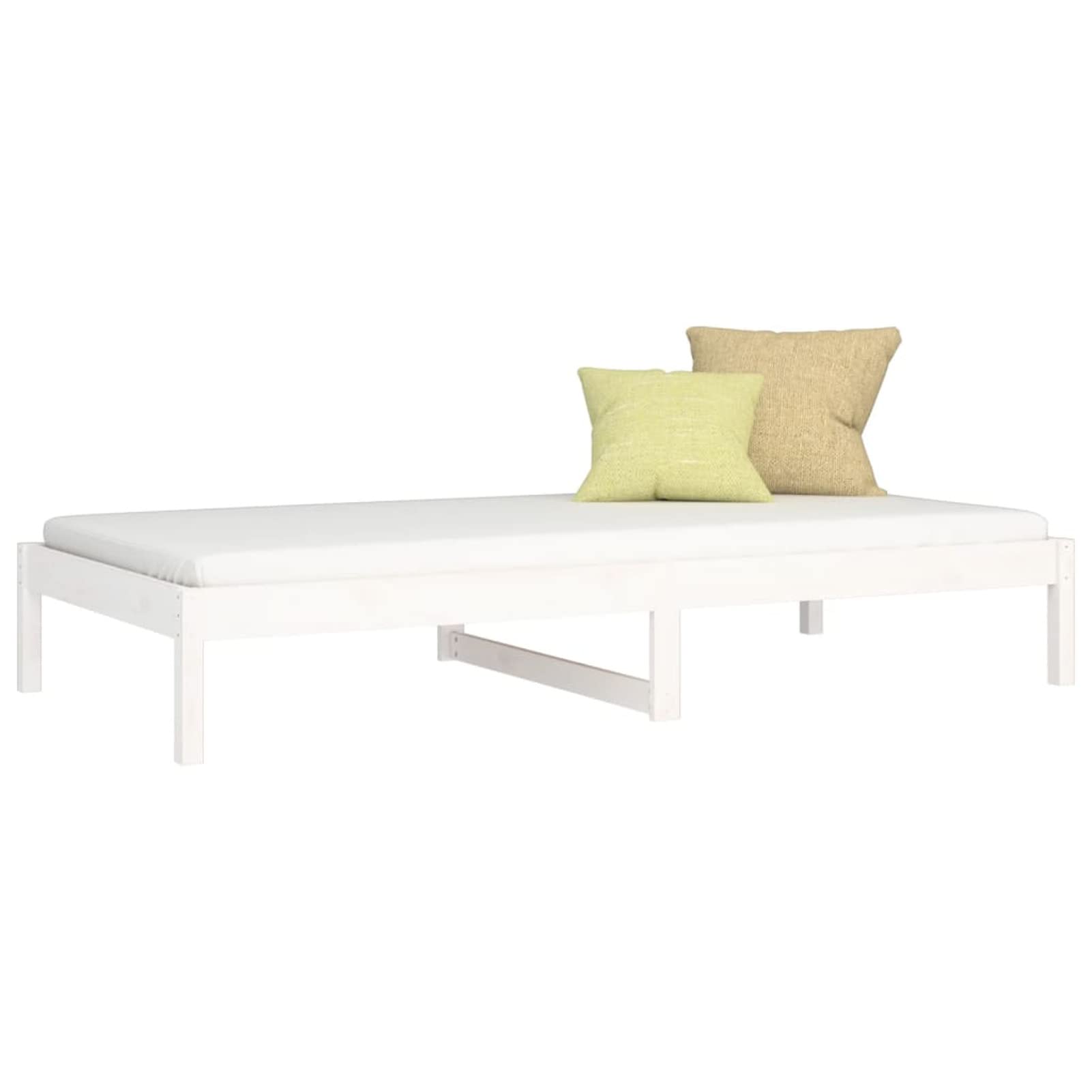 Homgoday Dormeuse bez materaca biały 90 x 200 cm lite drewno sosna, sofa rozkładana, sofa rozkładana, gotowe łóżko, rama sofy, łóżko fotelika model 820413IT