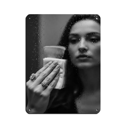 Teamy Targa in metallo vintage con immagine di donna che riflette lo specchio, decorazione artistica da parete per pub, club, bar, casa, decorazione artistica da parete retrò, 30 x 40 cm