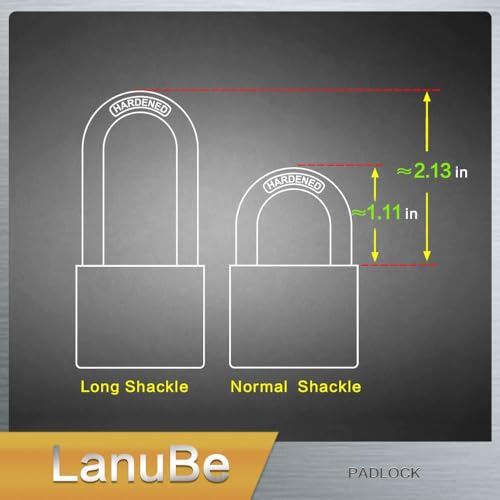 Image of LanuBe 304 Stainless Steel keyed Alike Marine Small Padlocks for Outdoor use, 1-9 /16 inch Wide Body, Stainless Steel Body, Normal Shackle, Pack of 1