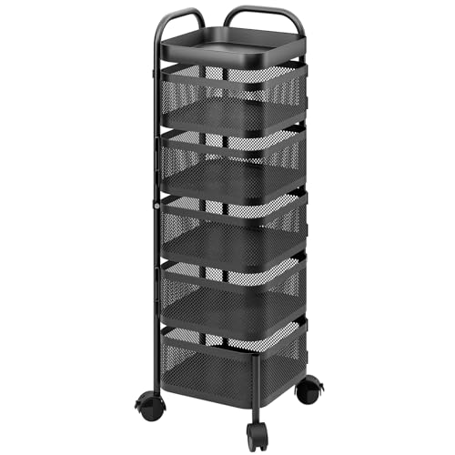 Ehozirta Panier à fruits rotatif à 3/4/5 niveaux - Chariot de cuisine carré - Étagères de rangement de cuisine rotatives - Organiseur de rangement de légumes de cuisine - Panier à fruits - Étagère à