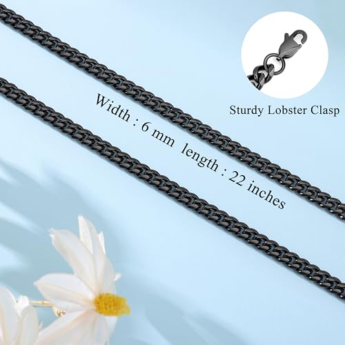 Image of JoycuFF Mens Cuban Link Chain Necklace for Boyfriend Gold Silver Stainless Steel 6MM 10MM Hip Hop Anniversary Birthday Christmas Jewelry for Men