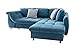 Produktbild lifestyle4living Ecksofa mit Schlaffunktion in Blau mit großen Rücken-Kissen und Zierkissen, Microfaser-Stoff | Gemütliches L-Sofa mit Longchair im modernen Look