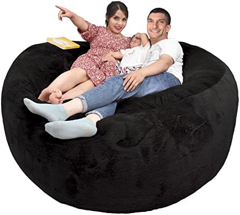 OIIOROFE Bean Bag Chairs Cover, 5FT Big Bean Bag Chairs for Adults Cover,(it was only a Cover, not a Full Bean Bag,No Filler),Black