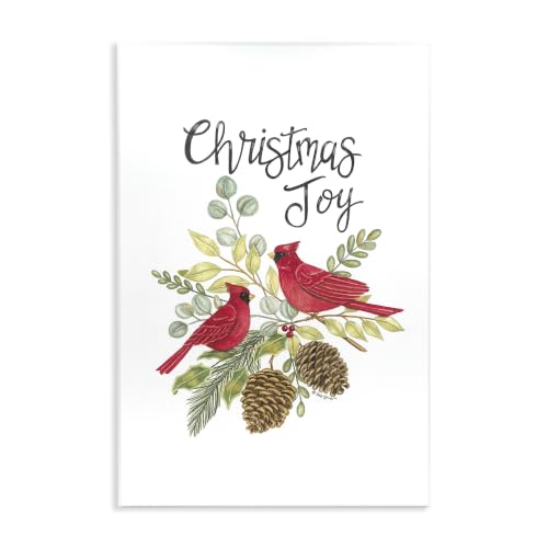 Christmas Joy Cardinals Holiday, 10 x 15 Inch Mounted Print on Wall Plaque