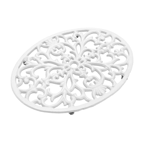 SUMTree Paquete de 2 salvamanteles ovalados de hierro fundido, decorativo, resistente, salvamanteles de hierro fundido con pinzas de goma para mesa de comedor de cocina, 24,5 x 18,5 x 1,8 cm, color