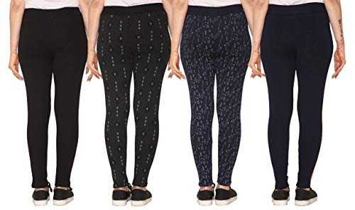 Image of SHAUN Women Free Size (Waist Size-26-34 inch) Stretchable Jegging (Length 37-39 inch Pack of 4)