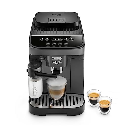 De'Longhi Magnifica Evo ECAM292.52.GB Macchina Automatica per Caffè in Chicchi, Macinacaffè Integrato, Pannello Comandi ad Icone, LatteCrema System con Caraffa Montalatte Automatica, 1450W, Nera