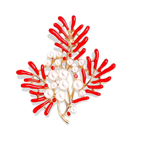 LXESWM Gift de Badge de Broche Mignonne for Boy Girl Drop Broche Corail Fleur Rouge Broche 5.8 * 5,5 cm, yncp318 Corail Cover