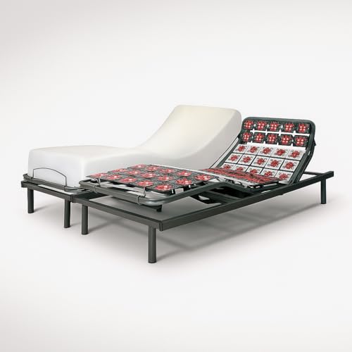 SAMPUR - Pack Relaxation : Sommier & Matelas mémoire de Forme | Orthopédique à plots réglables | Encastrable dans Un Cadre de lit | 5 Positions de Couchage...