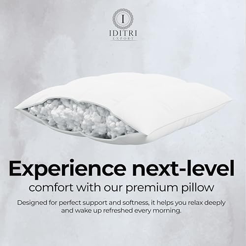 Image of Luxury Hotel Bed Pillow, Premium Microfiber Filling, Jacquard Fabric, Concealed Zipper, Breathable Washable Cover, White Comfort Bedding Cushion Soft, 68 x 45 x 25 cm