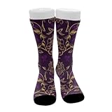 CWECVWE Boy's Dress Decor Socks Sport Baseball Compression Socks Travel Fashion Decor Floral Flowers Purple Gold Rose