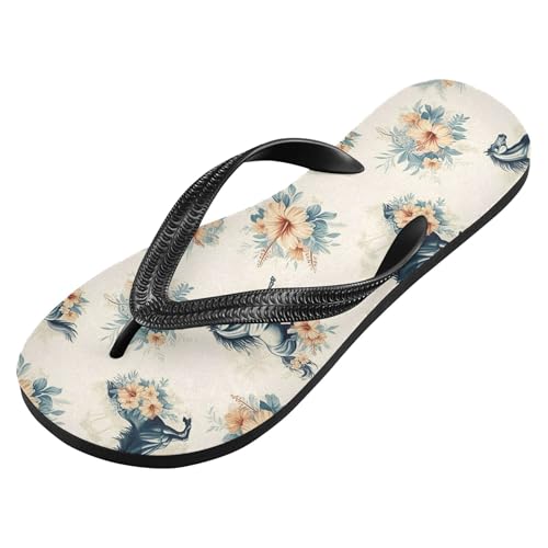 Burbuja Horses Hibiscus Flowers Flip Flops for Women Men, Soft Thong Sandals Rubber Slippers for Pool Beach Essentials2