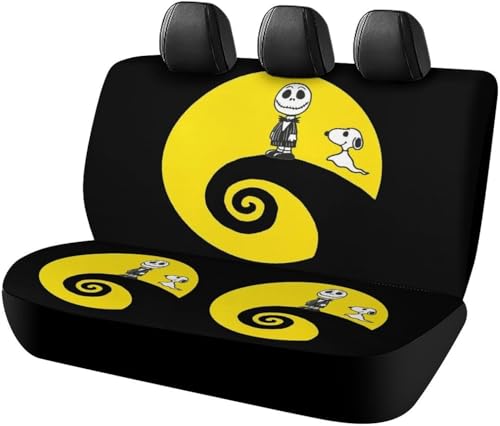 スヌーピー チャーリーブラウン (2) アニメ カーシートカバー 車シートカバー 後部座席用 シート保護 おしゃれ カー用品 軽/普通車 汎用 後席クッションカバー 人気 四季通用 プレゼント