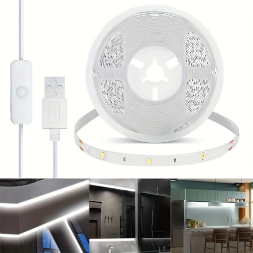 Tira de LED flexible USB 2m blanca fría con interruptor miniatura 6