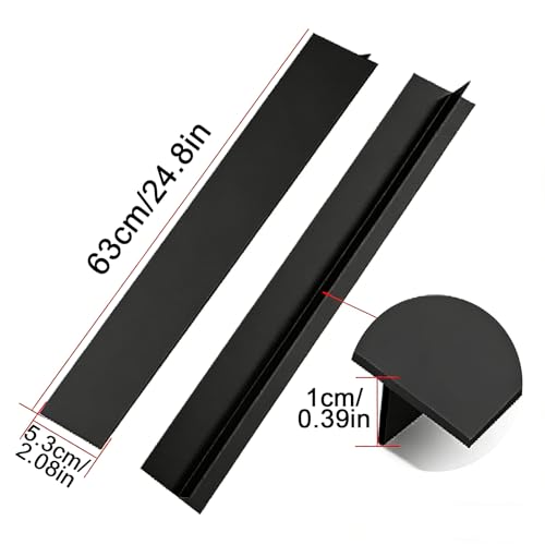 اغطية فجوات موقد من السيليكون (قطعتين)، 25 انش، غطاء سيليكون مقاوم للحرارة للفجوات بين الموقد والمنضدة، سهل التنظيف (اسود)