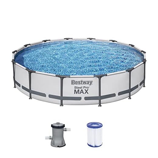 Bestway Steel Pro Max Frame - Juego De Piscina Con Bomba De Filtro (Diámetro 427 X 84 Cm), Color Gris Claro