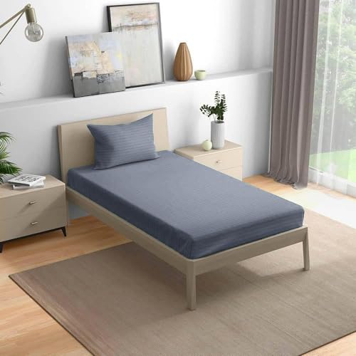 Image of Wakefit Wakefit Bluegranite 100% Cotton Flat Bedsheet with 1 Pillow Cover Single Size