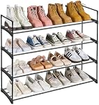 SANGMUCEN Shoe Rack, 4 Tier Shoe Organizer, Shoe Rack for Closet, Metal Shoe Storage Organizer for 20 Pairs, Black SSR004H