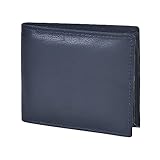 Leatherboss Leather Boys Slim Compact Flap Id Coin Pocket Bifold Wallet with debit credit card holder, Blue