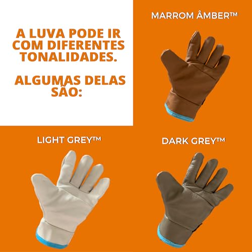 Kit 5 Luva de Segurança Couro Vaqueta Punho 7 Cano Curto Epi Ca Obra Pedreiro Trabalho