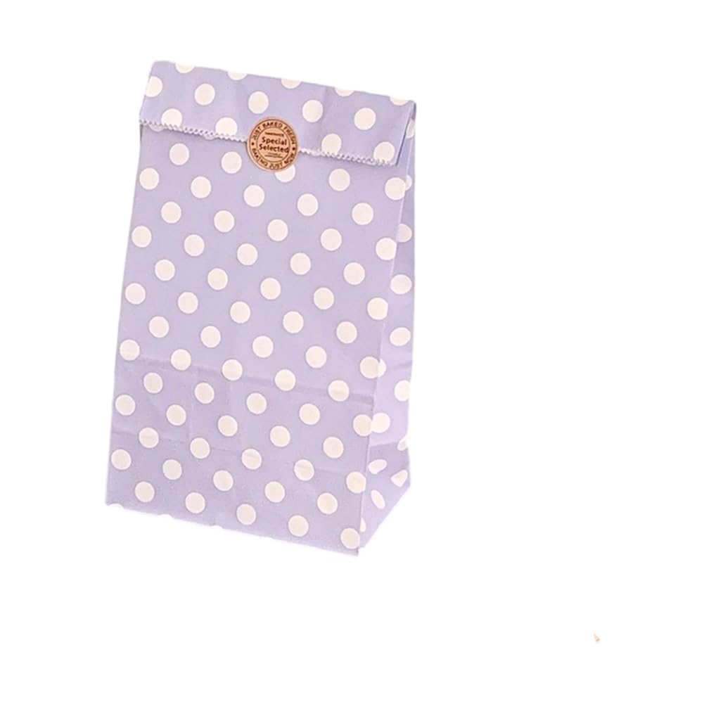 GreatRise 100 sztuk torebek papierowych w kropki, 13 × 8 × 24 cm, kolorowe torebki papierowe do pakowania prezentów, małe torebki papierowe na urodziny, wesele, imprezę, Boże Narodzenie, fioletowe