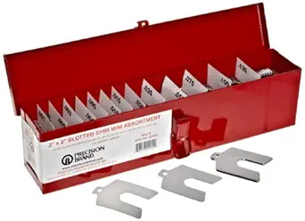 Small Parts Stainless Steel Slotted Shim Mini Assortment, Size A, 2 x 2 (Pack of 130)