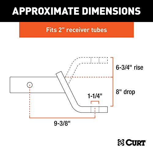 Curt 45338 Class 4 Trailer Hitch Ball Mount, Fits 2-Inch Receiver, 10,000 Lbs, 1-1/4-Inch Hole, 8-Inch Drop, 6-3/4-Inch Rise , Black #TOP2