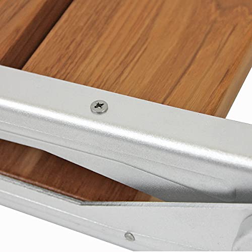 18" Ada Compliant Folding Serena Teak Wood Shower Bench Seat, Clear Coated For Extra Protection And Smooth Modern Finish, Foldable Aluminum Wall-Mounted Fold Up Bathroom Stool Seating Chair #TOP6
