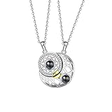 LEGENSTAR Couples Necklace Sun and Moon Projection Necklace I Love You Necklace 100 Languages Magnet...