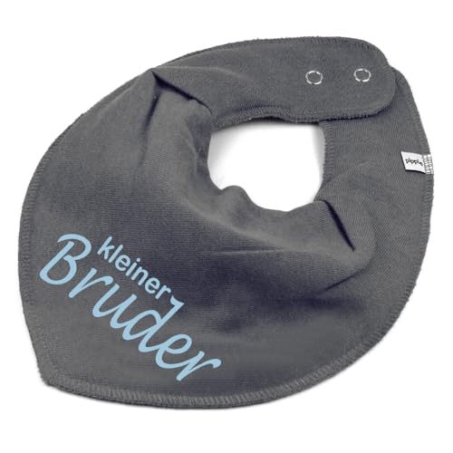 Elefantasie HALSTUCH mit Spruch kleiner Bruder für Baby oder Kind dunkelgrau aus Baumwolle in Einheitsgröße