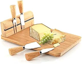Beautiful Cheese Board with Knives Set | Cheese Platter Knife Set | Wooden Serving Platter Set | Charcuterie Platter and Serving Meat Board | 30x20x9 cm