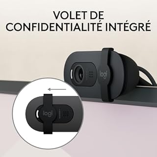 Logitech Brio 100 Webcam Full HD pour réunions/Streaming, équilibre Auto de l'éclairage, Micro intégré, volet de confidentialité, USB-A, pour Microsoft Teams, Google Meet, Zoom - Graphite